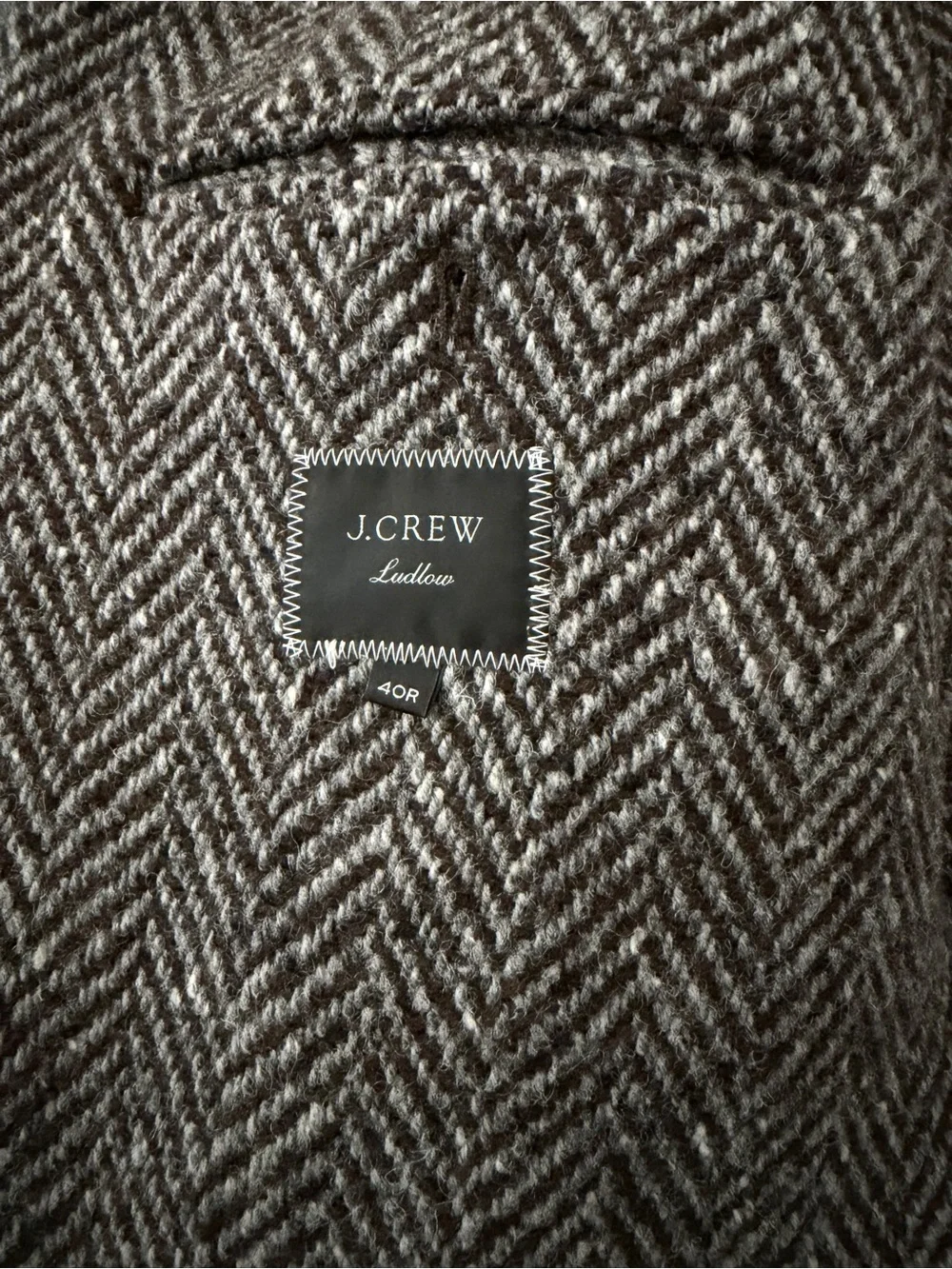 100% Wool J. Crew Men's Herringbone Magee Ludlow Overcoat 40R- Brown & Gray